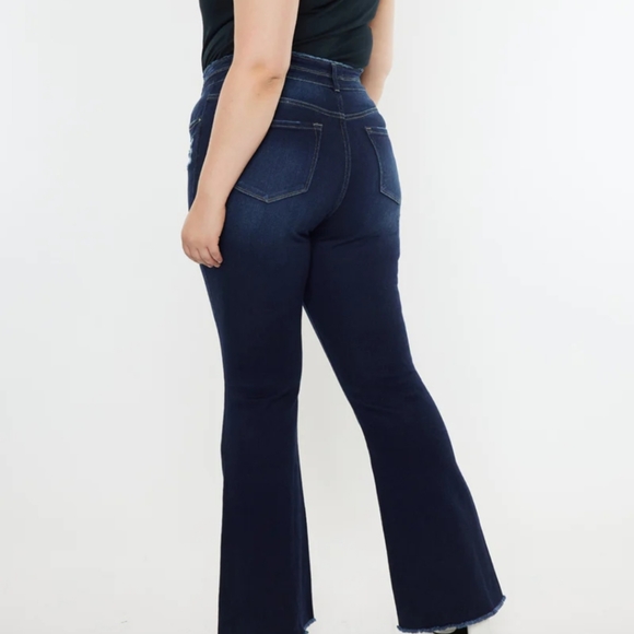Kancan Gill High Rise Split Flare Frayed Hem Jeans - Picture 2 of 16